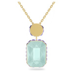 Orbita necklace, Octagon cut crystal, Multicoloured, Gold-tone